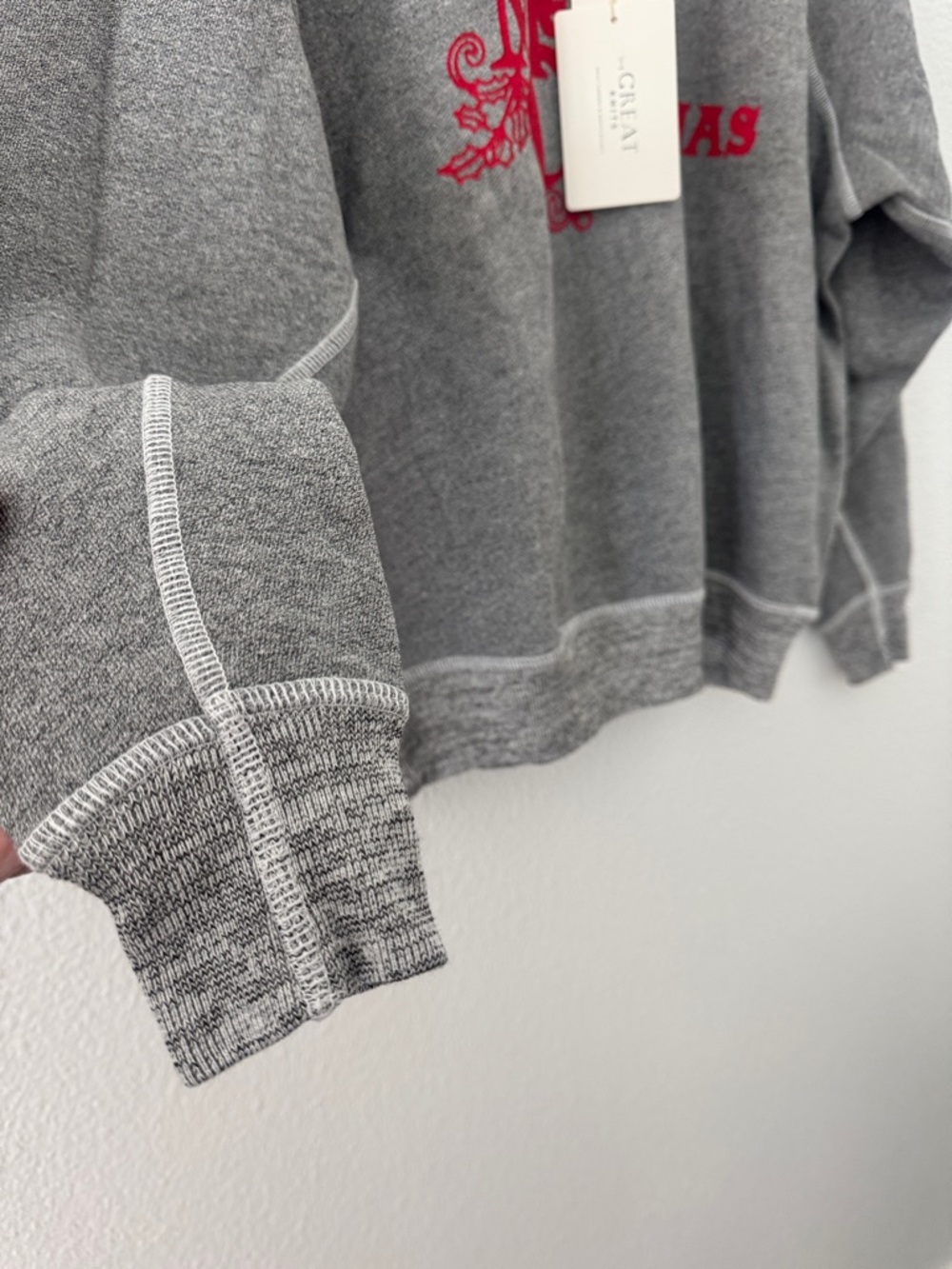 The Great. The College Sweatshirt NWT Sweater Merry Christmas Grey 1 Small RARE - Picture 6 of 8
